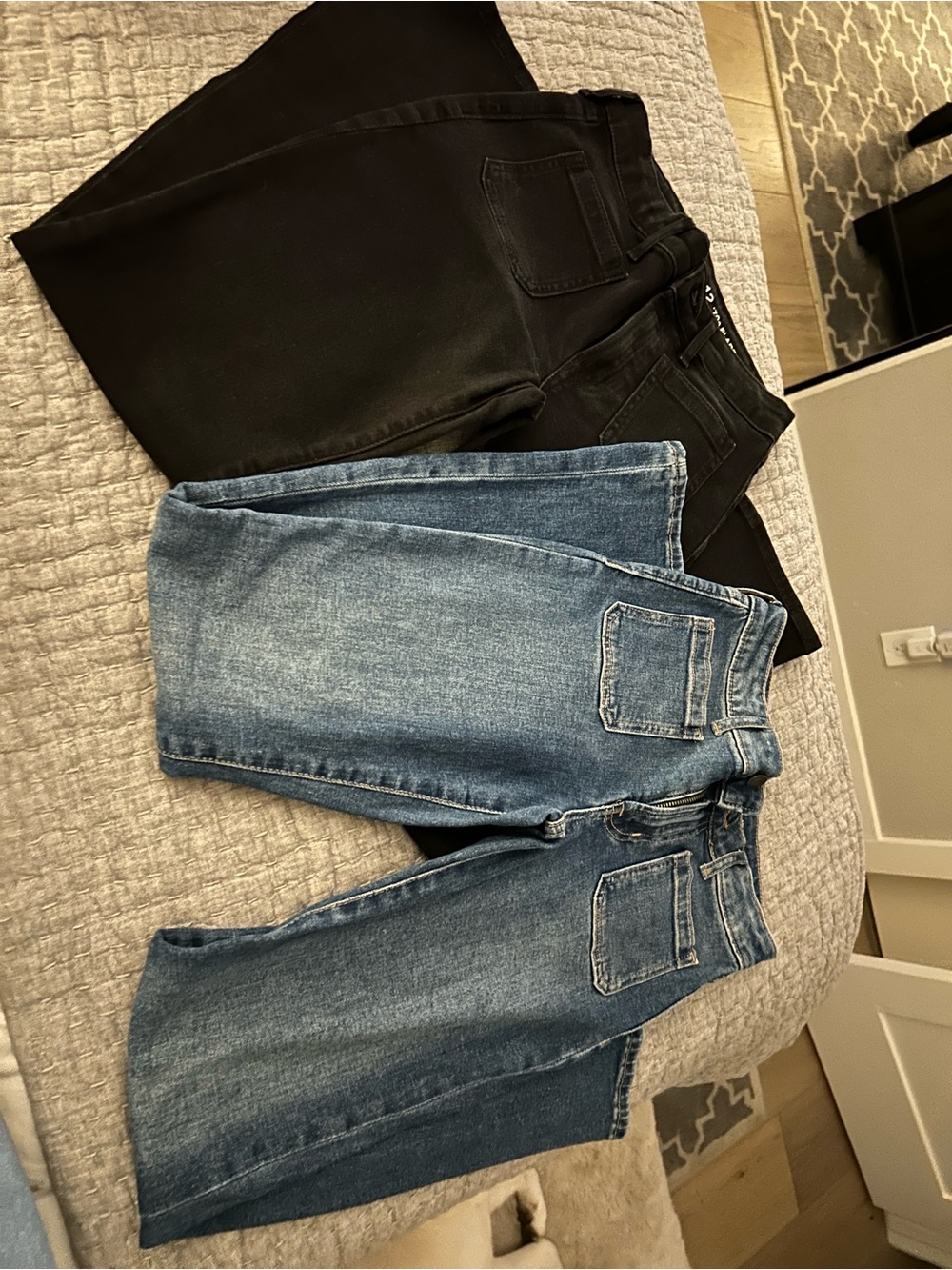 Gap Kids Girls Set of Black and Blue 70s Flare High Rise Jeans in size 12